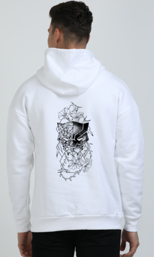 Oversized Hooded Sweatshirt Uniq Printed – White