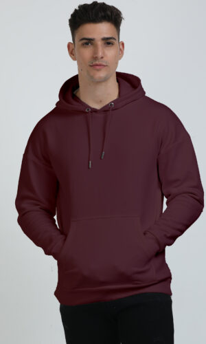 Oversized Unisex Hooded Sweatshirt Plain – Maroon