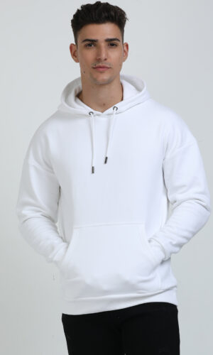 Oversized Unisex Hooded Sweatshirt Plain – White
