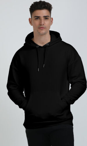Oversized Unisex Hooded Sweatshirt Plain – Black