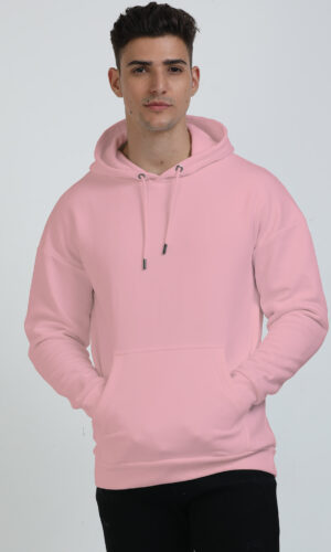Oversized Unisex Hooded Sweatshirt Plain – Light Baby Pink