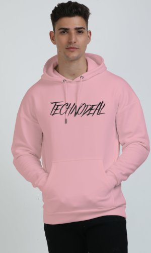 Oversized Hooded Sweatshirt Uniq Printed – Light Baby Pink