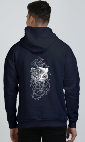 Oversized Hooded Sweatshirt Uniq Printed – Navy Blue