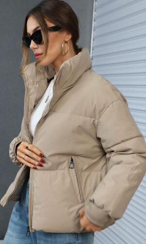 Fashion Ins Style Bread Coat Women's Solid Color Stand Collar Loose Warm Down Jacket Winter Slim Casual Short Coat