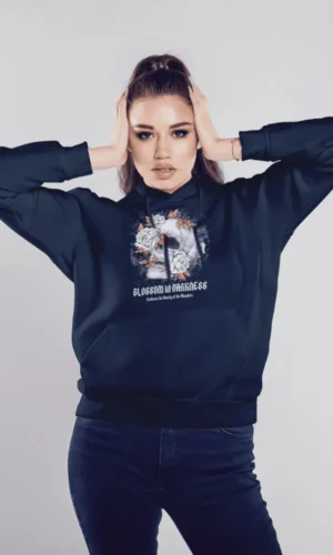Blossomm Darkness Unisex Hooded Sweatshirt - Navy Blue