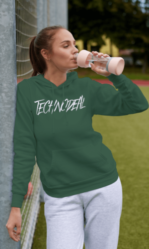 Oversized Hooded Sweatshirt Uniq Printed – Bottle Green