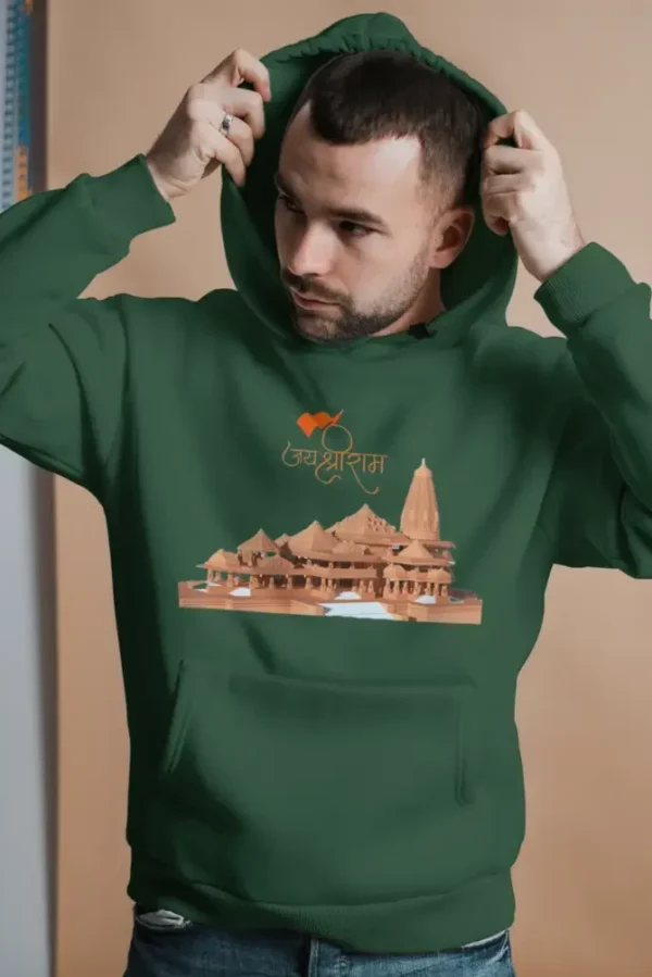 Jai Shree Ram Unisex Hooded Sweatshirt – Bottle Green