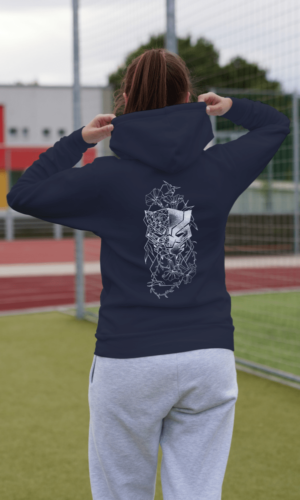 Oversized Hooded Sweatshirt Uniq Printed – Navy Blue