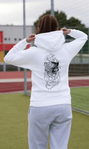 Oversized Hooded Sweatshirt Uniq Printed – White