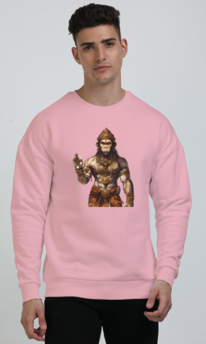 Printed Oversized Sweatshirt with Hanuman Ji Print