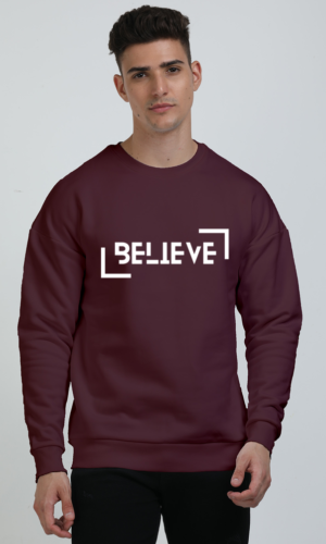 Believe Puff Print Oversized Sweatshirt